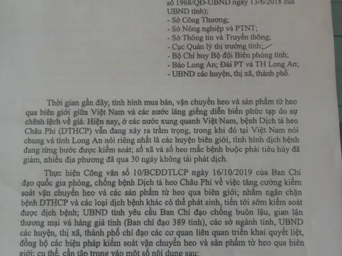 Không để các lái heo lộng hành tuồn heo lậu qua biên giới tại tỉnh Long An